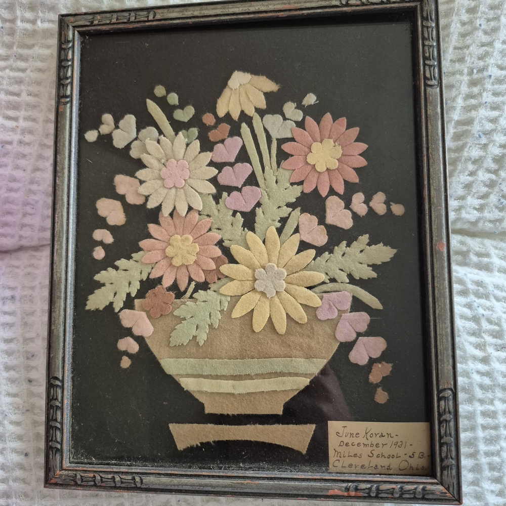 Floral Felt Art in Frame